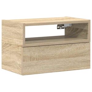 vidaXL Нощно шкафче за стенен монтаж, сонома дъб, 45x26x28,5 см