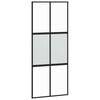 vidaXL Плъзгаща се врата, черна, 90x205 см, закалено стъкло и алуминий
