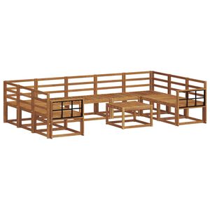 vidaXL Комплект дивани за открито 10 pcs Естествен
