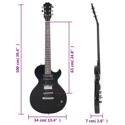 vidaXL Електрическа китара за начинаещи с калъф черна 4/4 39"