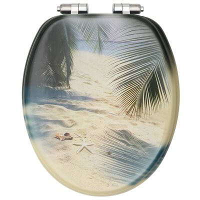 vidaXL Тоалетна седалка капак с плавно затваряне МДФ дизайн плаж