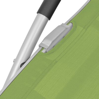 vidaXL Шезлонг с възглавничка, алуминий и textilene, зелен