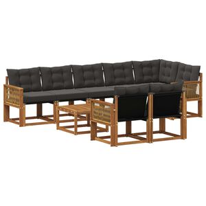 vidaXL Комплект дивани за открито 9 pcs Естествено и черно