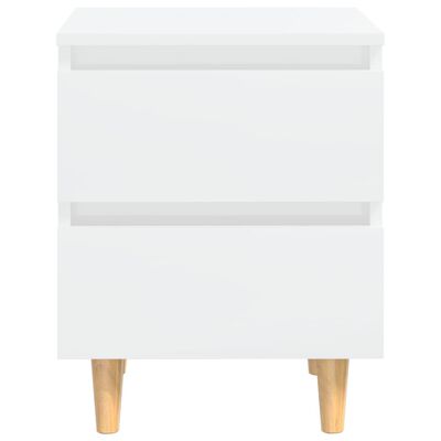 vidaXL Нощни шкафчета с борови крака, 2 бр, бял гланц, 40x35x50 см
