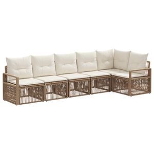 vidaXL Градински Софа Комплект 6 pcs Бежово полиратан