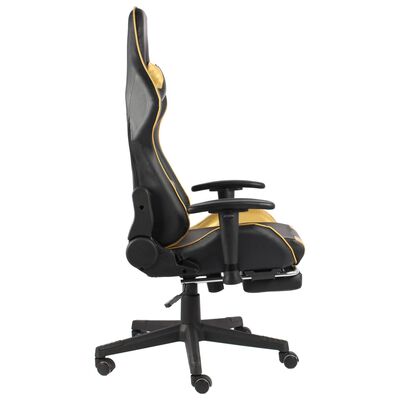 vidaXL Въртящ геймърски стол с подложка за крака, златист, PVC
