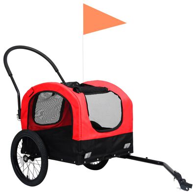 vidaXL 2-в-1 кучешко ремарке за велосипеди и джогинг, червено и черно