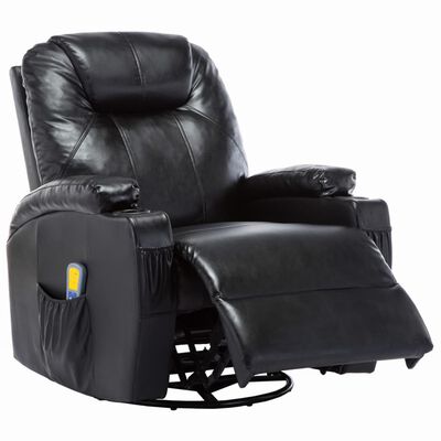 vidaXL Масажен стол с люлееща функция, черен, изкуствена кожа