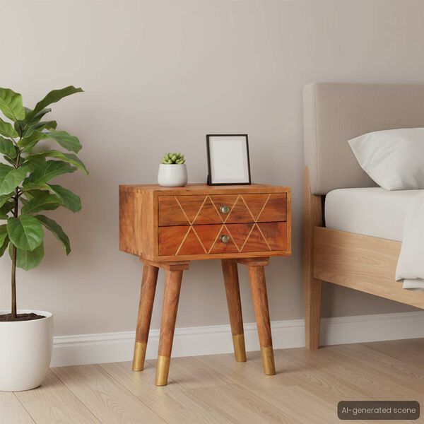 vidaXL Нощно шкафче, 43x30x58 см, мангово дърво масив