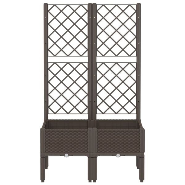 vidaXL Градински сандък с пергола, кафяв, 80x40x142 см, PP