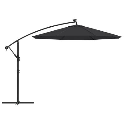 vidaXL Резервно покривало за чадър с чупещо рамо, черно, 350 см