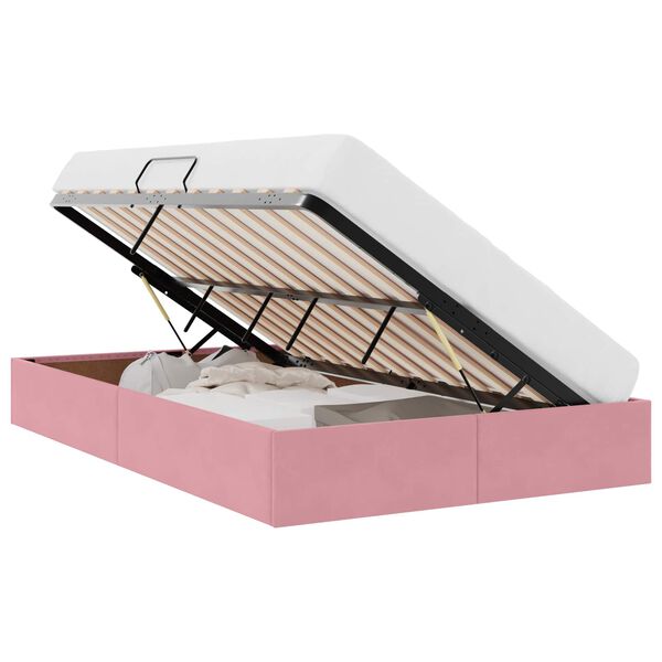 vidaXL Легло с място за съхранение Розово 120 x 200 cm Кадифе