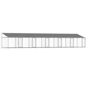 vidaXL Кучешка клетка с покрив и врата сив 12x2x2м поцинкована стомана