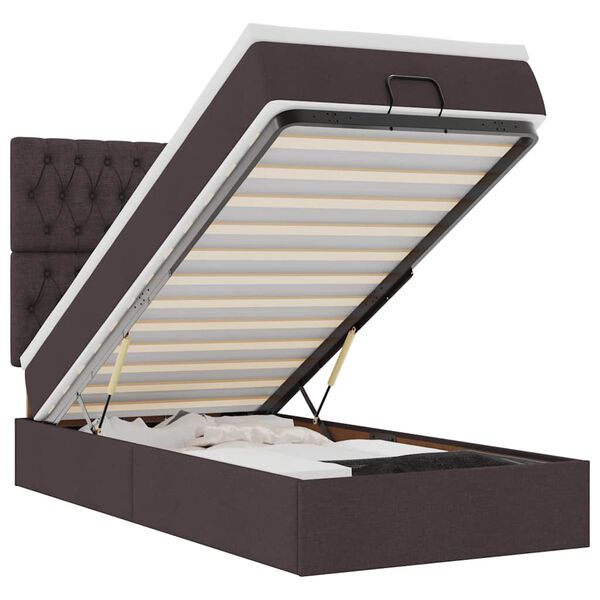 vidaXL Османска легло с матрак, тъмнокафяво, 80x200 см, плат