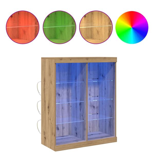 vidaXL LED конзолна маса Дъб 41 x 37 x 100 см Инженерно дърво