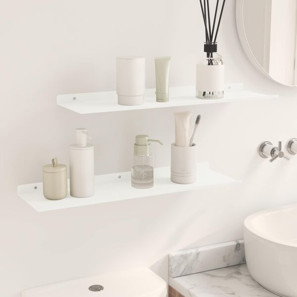 vidaXL Плаващ рафт 2 pcs Бял 60 x 18 x 2,5 см Стомана