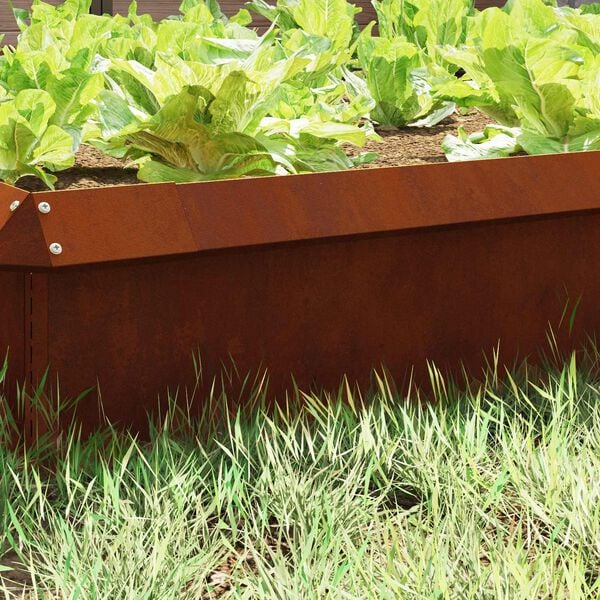 vidaXL Оградка за охлюви Ръждясало 50 x 3,5 x 25 см Патинираща стомана