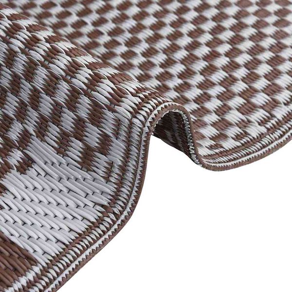 vidaXL Външен килим ARAKIL Кафяво и бяло 300 x 400 cm ПП