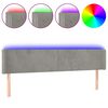 vidaXL LED горна табла за легло, светлосива, 163x16x78/88 см, кадифе