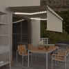 vidaXL Ръчно прибиращ се сенник с щора и LED, 4x3 м, кремав