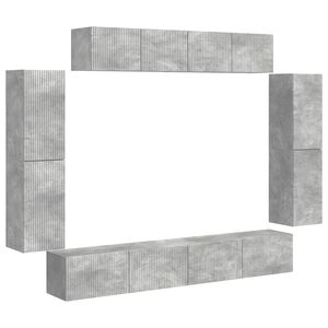 vidaXL ТВ шкаф 8 бр. 98 x 31 x 29,5 см Циментено сиво