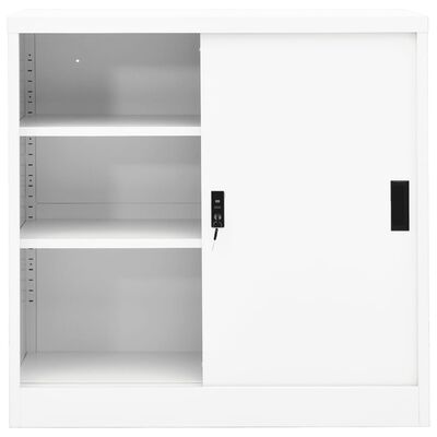 vidaXL Офис шкаф с плъзгаща се врата, бял, 90x40x90 см, стомана