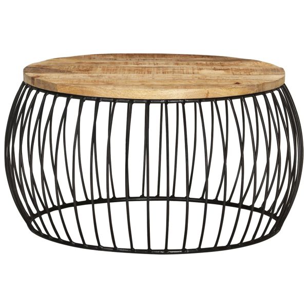 vidaXL Маса за кафе, Ø68 см, грубо мангово дърво