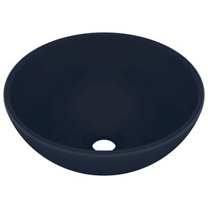 vidaXL Мивка за баня лукс кръгла тъмносин мат 32,5x14 см керамика