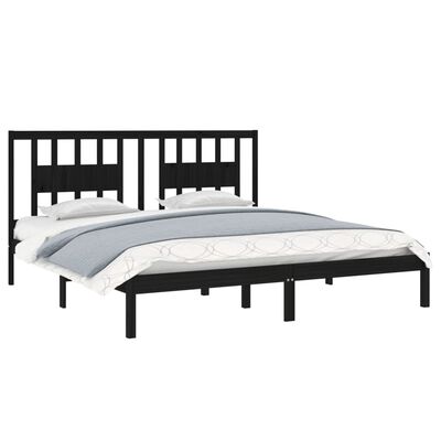 vidaXL Рамка за легло, черна, бор масив, 200x200 см