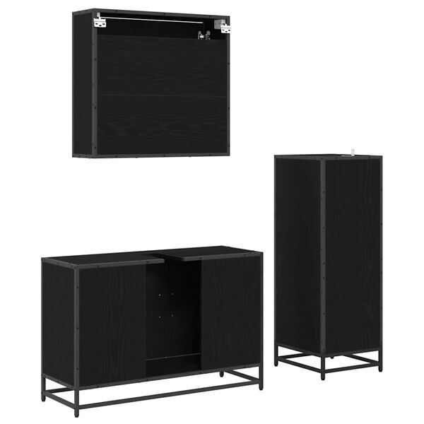 vidaXL Комплект мебели за баня с рафт 3 pcs Черния дъб Инженерно дърво