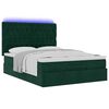 vidaXL Османска легло с матраци и LED, тъмнозелено, 140x200 см, кадифе