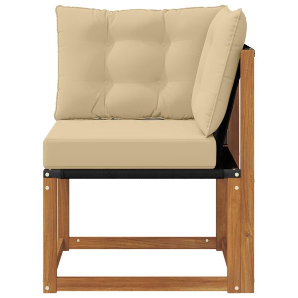 vidaXL Външен ъглов диван Масивна акациева дървесина и текстилен плат