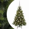 vidaXL Изкуствена коледна елха с топки 150 см 150 LED светодиода