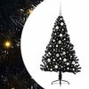 vidaXL Изкуствена коледна елха с подсветка Черно 120 cm ПВЦ
