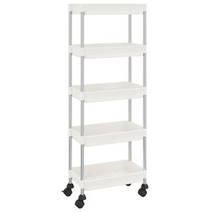 vidaXL Кухненска количка на 5 нива, бяла, 42x29x128 см, желязо и ABS
