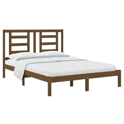 vidaXL Рамка за легло, меденокафява, бор масив, 140x200 см