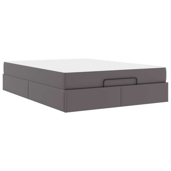 vidaXL Рамка за легло с матрак с матрак 2 pcs Сив ПВЦ