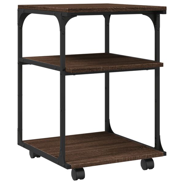 vidaXL Стойка за принтер 3 нива кафяв дъб 43x48x64 см инженерно дърво