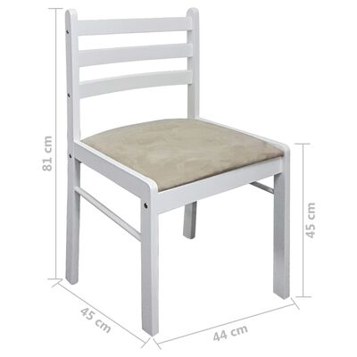 vidaXL Трапезни столове 4 бр бели масивно каучуково дърво и кадифе