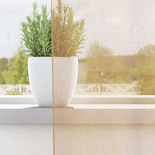 vidaXL Пердета от воал с втулки, 2 бр, пясъчно