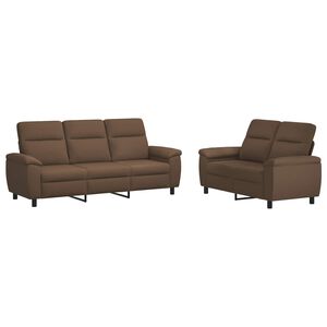 vidaXL Комплект дивани 2 pcs Кафяво Текстил