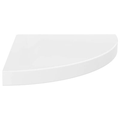 323907 vidaXL Floating Corner Shelf High Gloss White 35x35x3,8 cm MDF