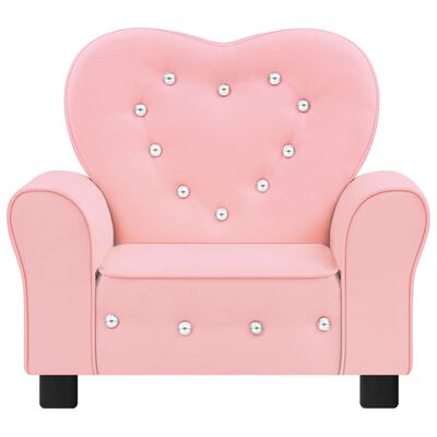 vidaXL Детски диван, розов, изкуствена кожа