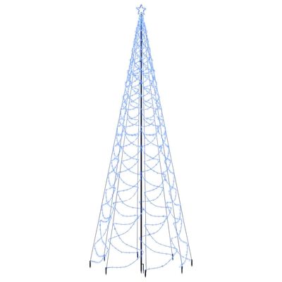 vidaXL Коледно дърво с метален стълб, 1400 LED, синьо, 5 м