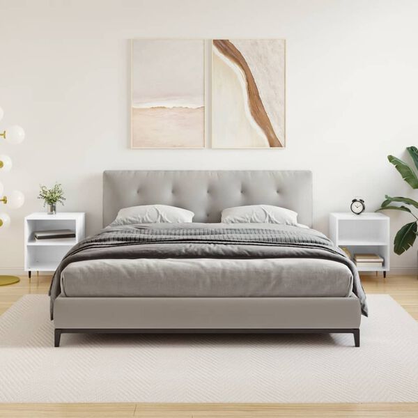 vidaXL Нощни шкафчета, 2 бр, бял гланц, 40x30x50 см, инженерно дърво