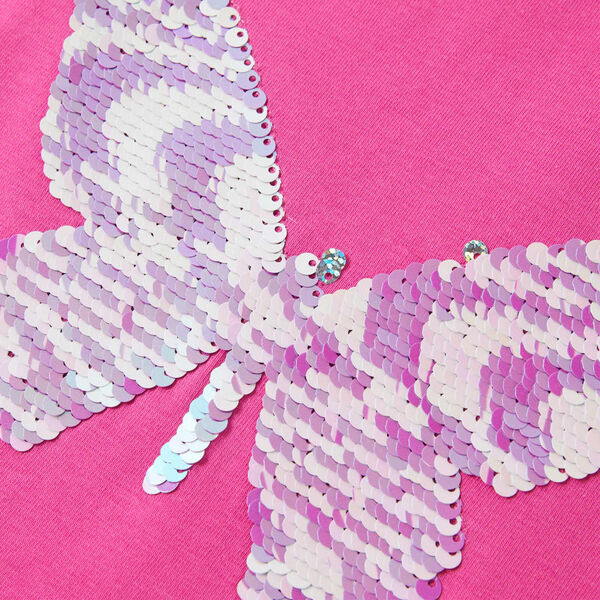 Детска тениска с ръкави капаче, тъмнорозово, 128