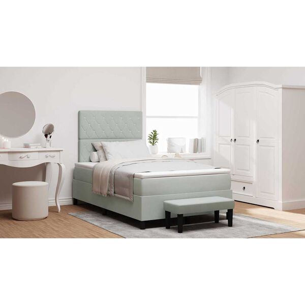 vidaXL Легло с пружинирана основа Светлосиво 120 x 200 cm Кадифе