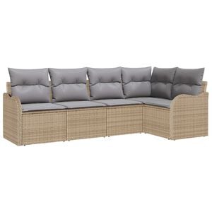 vidaXL Градински Софа Комплект със съхранение 5 pcs Бежово полиратан