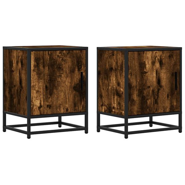 vidaXL Нощни шкафчета 2 бр. опушен дъб 40x31x50 cm