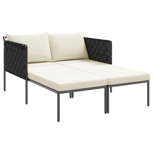 vidaXL Шезлонг Антрацит 153 x 115 x 69.5 см Прахово боядисана стомана